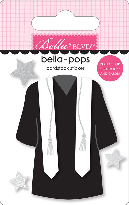 Cap & Gown Bella-Pops 3D Stickers-With Honors, W/Foil Accents