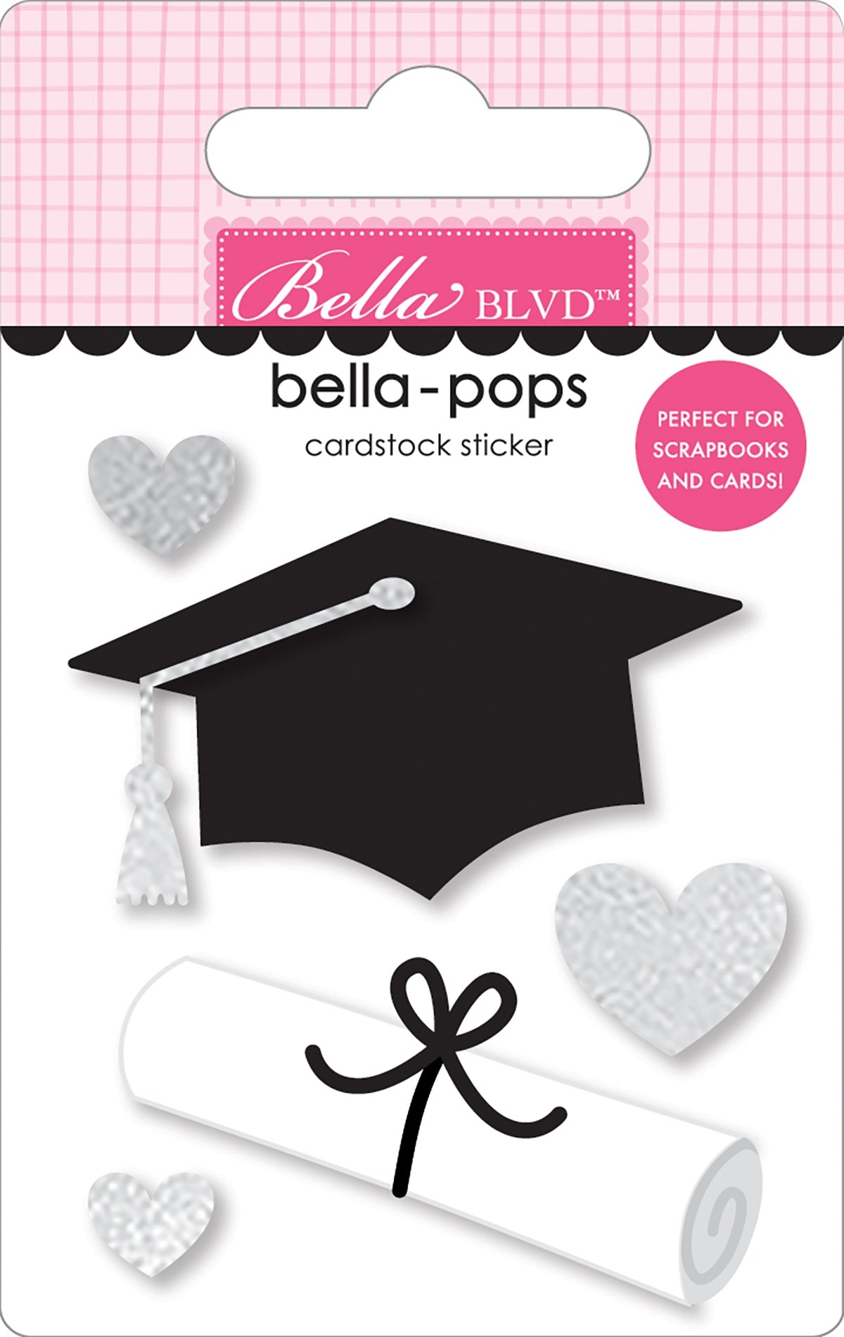 Cap & Gown Bella-Pops 3D Stickers-Grad Goals, W/Foil Accents