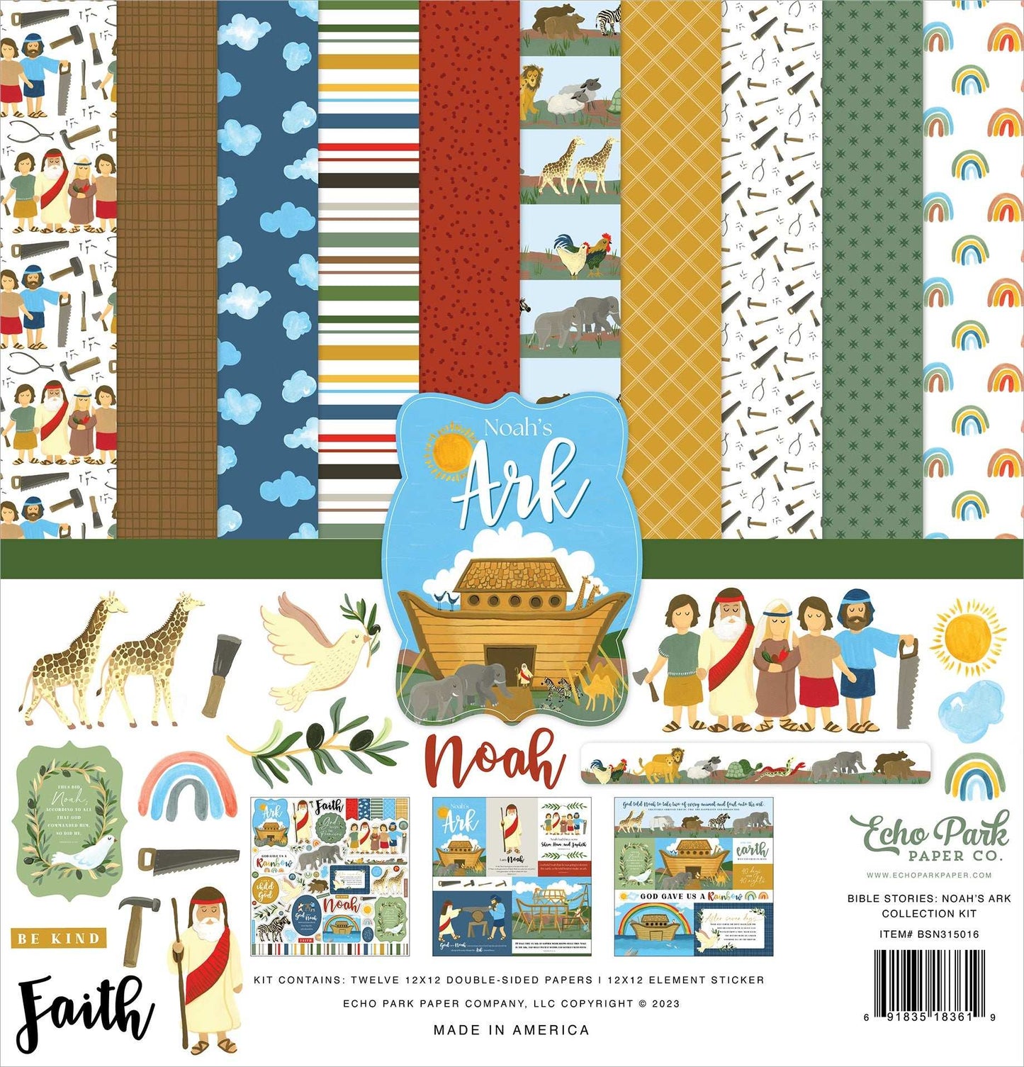 Echo Park Collection Kit 12"X12"-Bible Stories: Noah's Ark