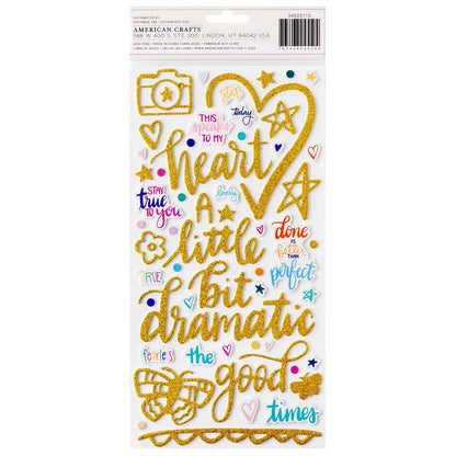 Shimelle Main Character Energy Thickers Stickers 123/Pkg-Phrase Gold Glitter