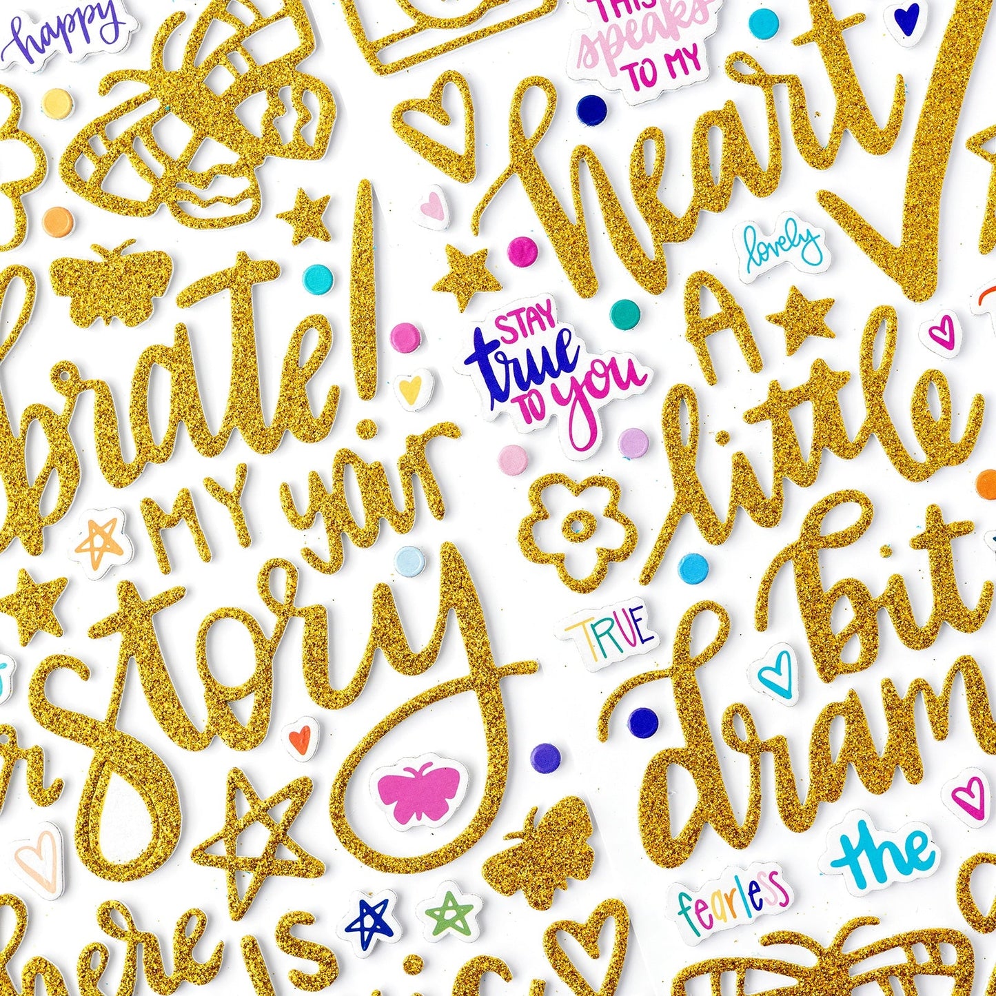 Shimelle Main Character Energy Thickers Stickers 123/Pkg-Phrase Gold Glitter