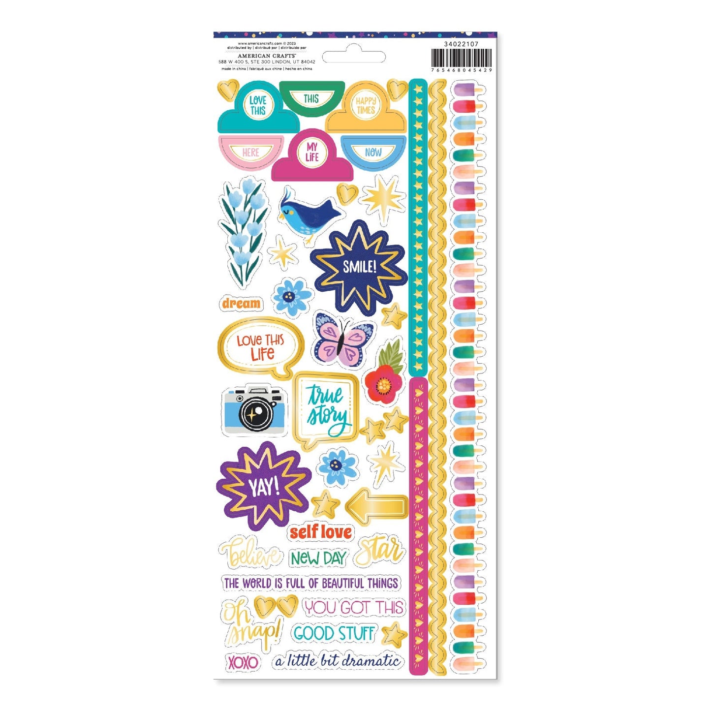 Shimelle Main Character Energy Stickers 6"X12" 96/Pkg-Gold Foil