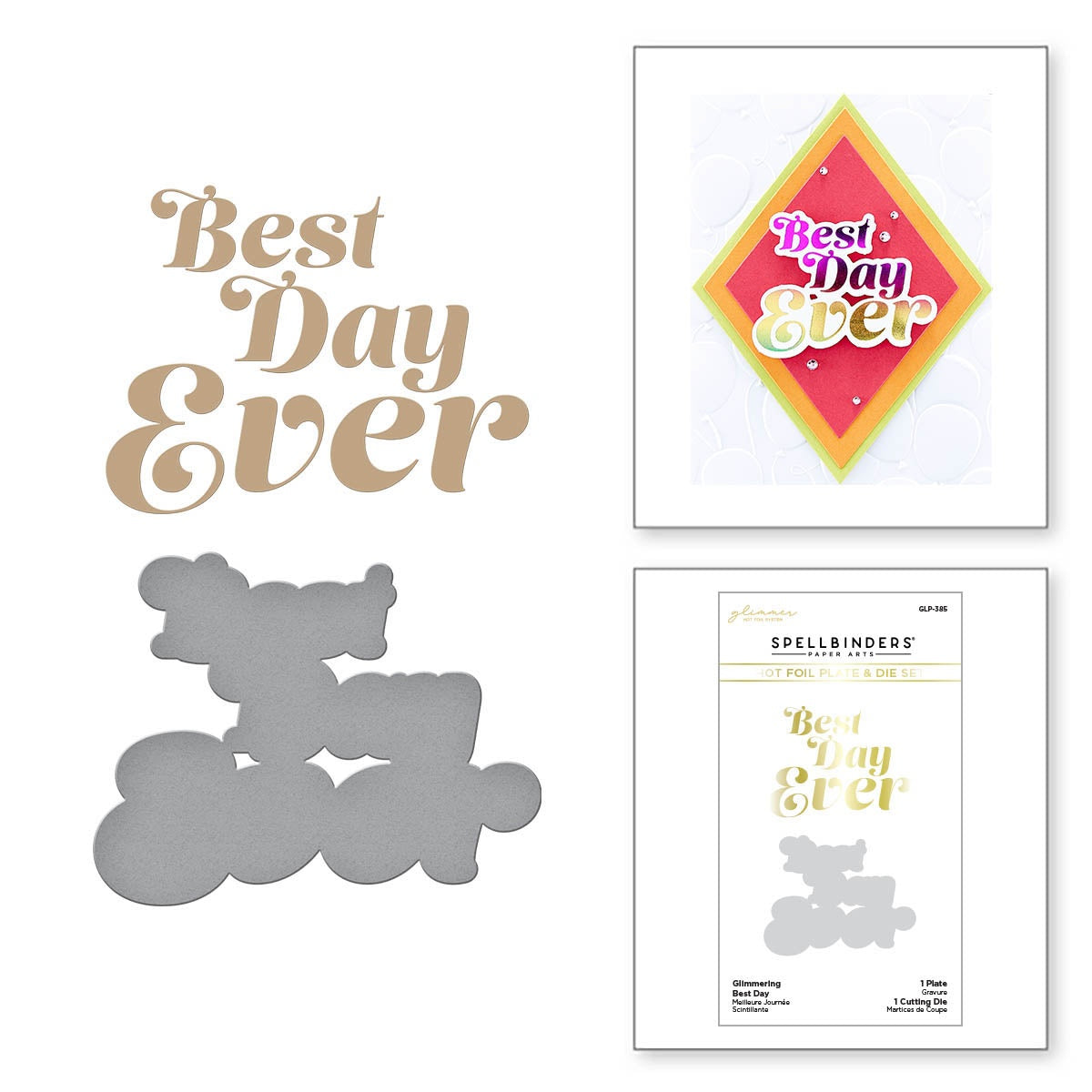 Spellbinders Glimmer Hot Foil Plate & Die Set-Best Day