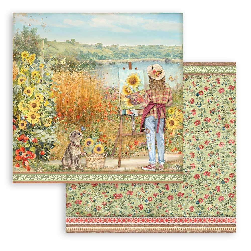 Stamperia Double-Sided Paper Pad 12"X12" 10/Pkg-Sunflower Art