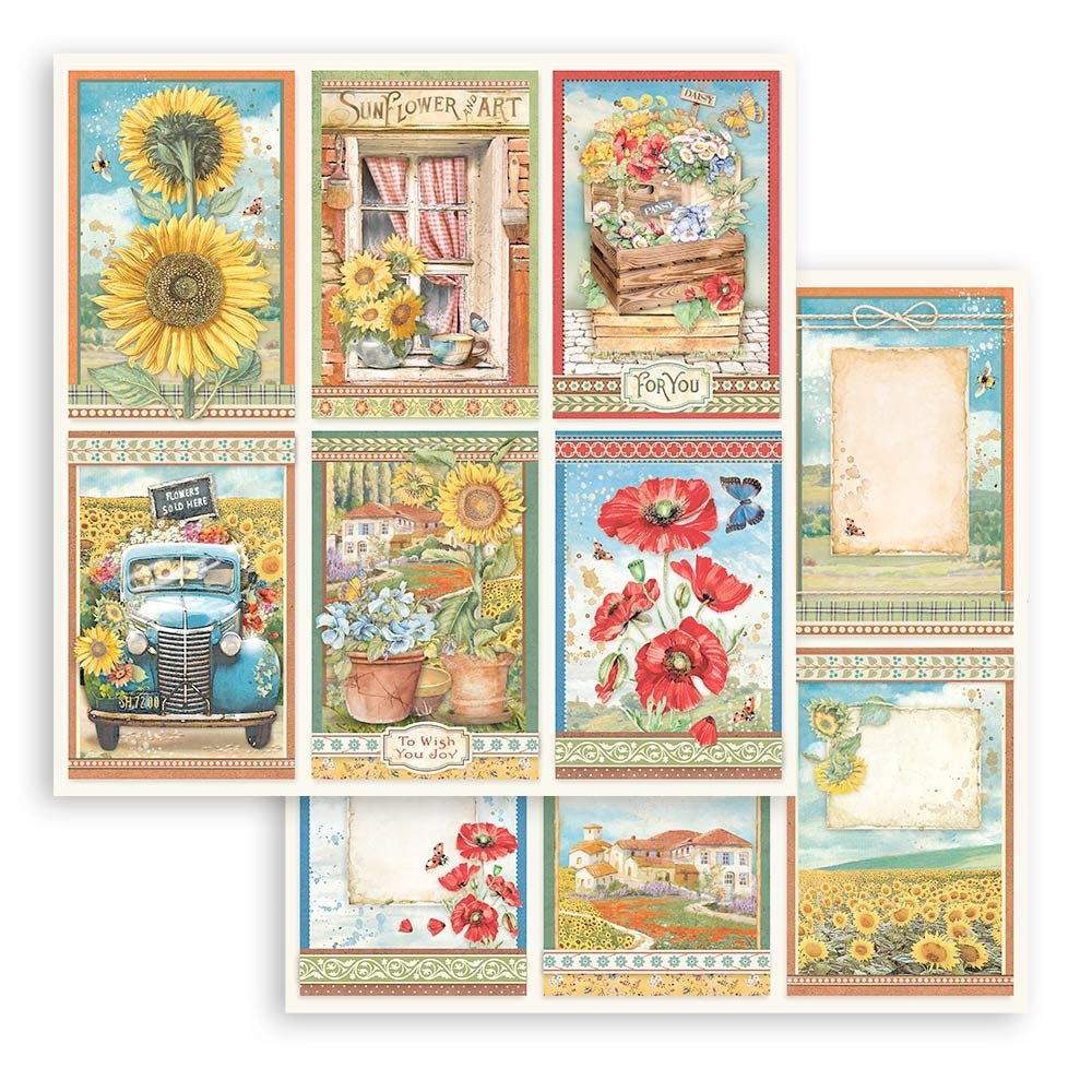 Stamperia Double-Sided Paper Pad 12"X12" 10/Pkg-Sunflower Art