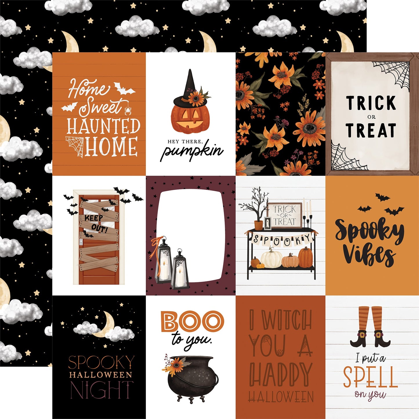 Halloween Double-Sided Cardstock 12"X12"-3"x4" Journaling Cards