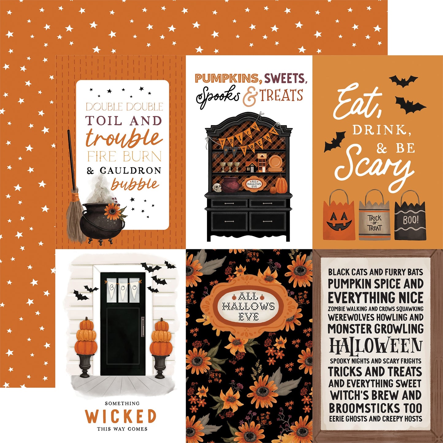 Halloween Double-Sided Cardstock 12"X12"-3"x4" Journaling Cards