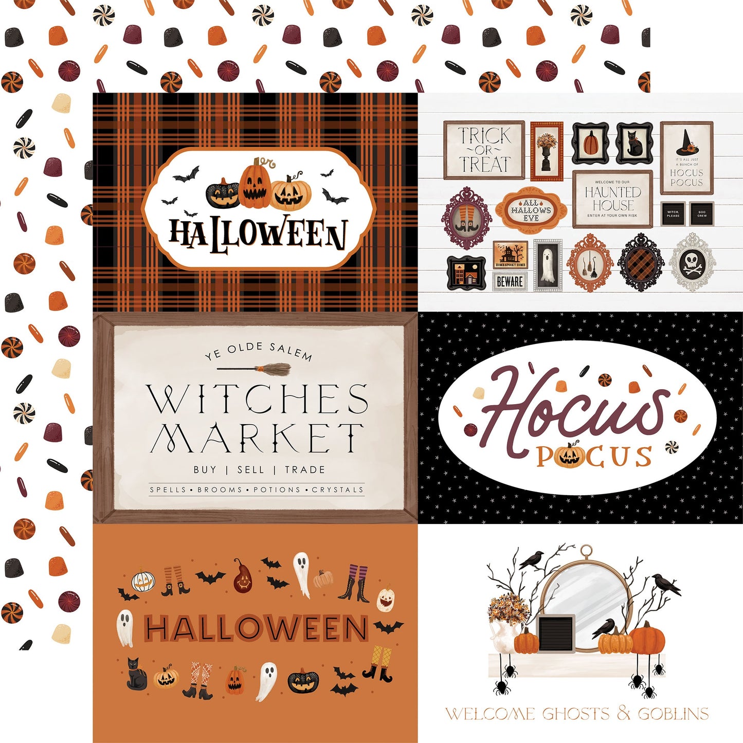 Halloween Double-Sided Cardstock 12"X12"-3"x4" Journaling Cards