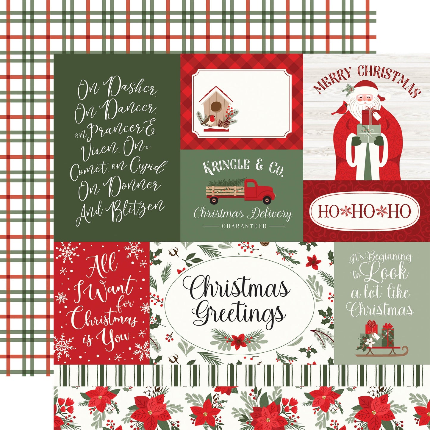 Christmas Time Double-Sided Cardstock 12"X12"-Santa Swirl