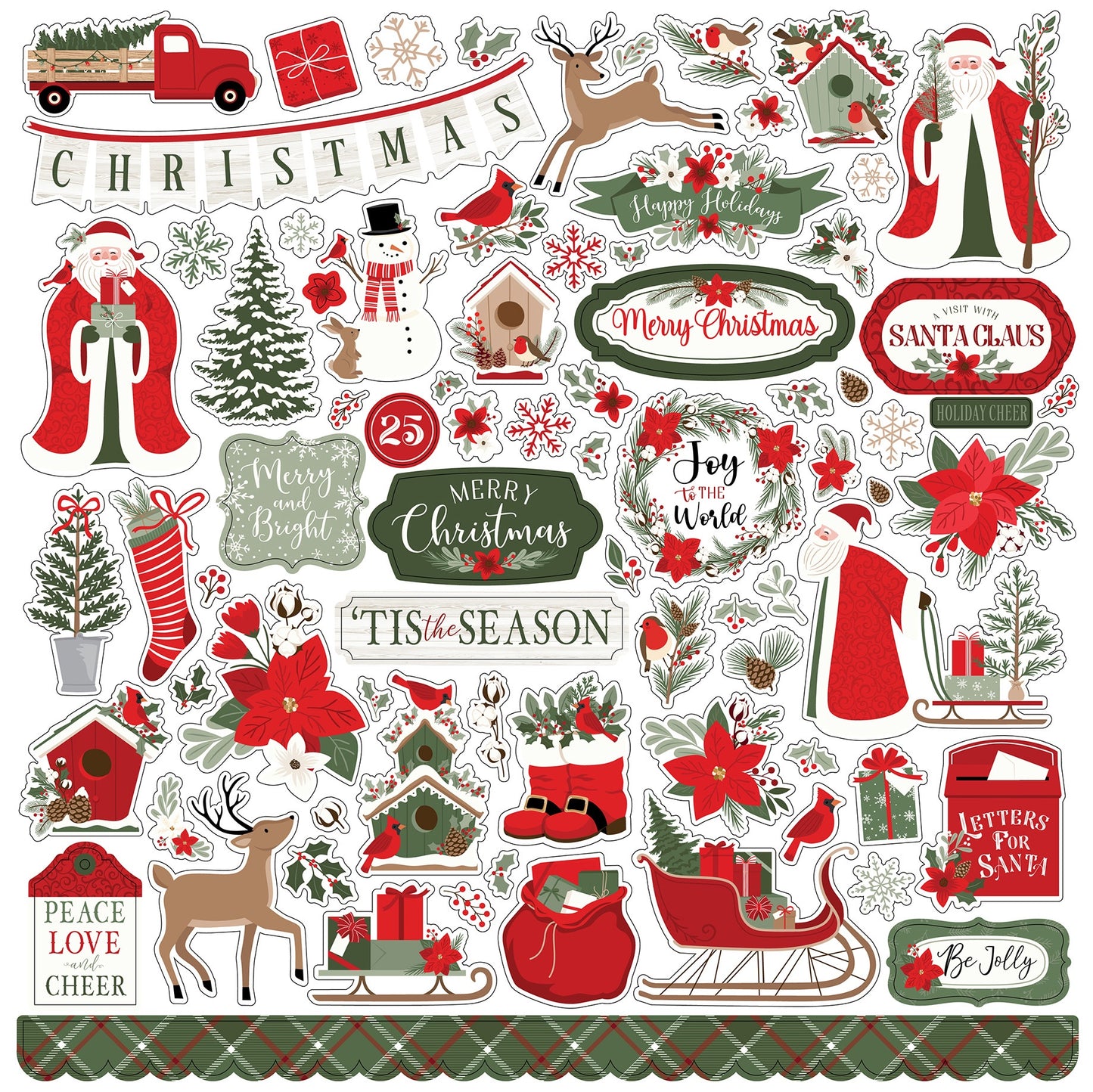 Echo Park Elements Cardstock Stickers 12"X12"-Christmas Time