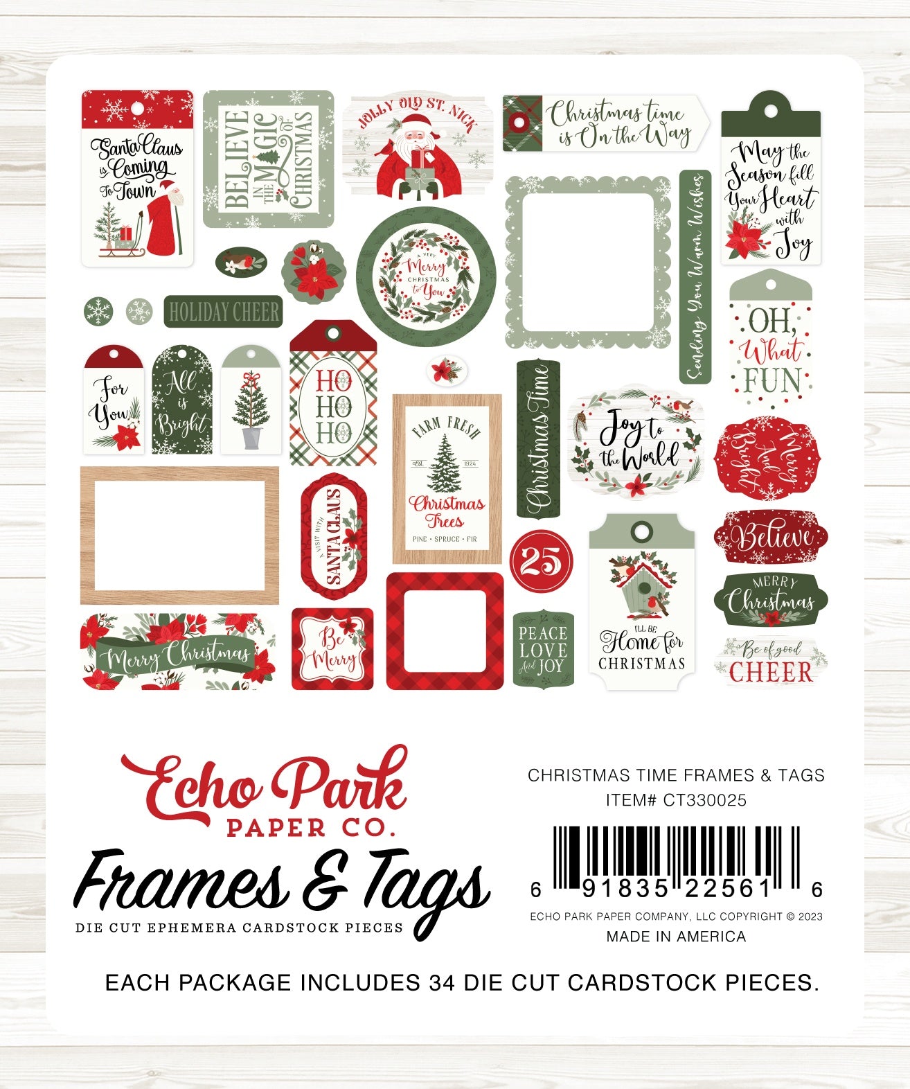 Echo Park Cardstock Ephemera-Frames & Tags, Christmas Time