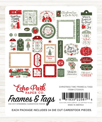 Echo Park Cardstock Ephemera-Frames & Tags, Christmas Time