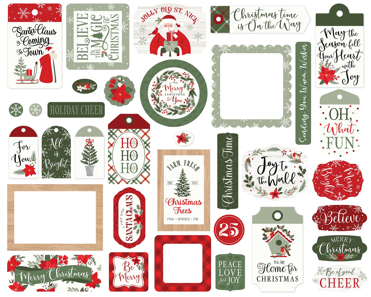 Echo Park Cardstock Ephemera-Frames & Tags, Christmas Time