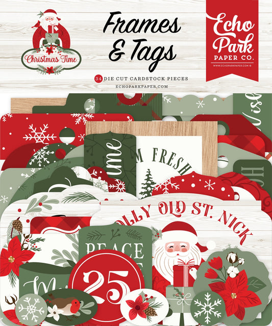 Echo Park Cardstock Ephemera-Frames & Tags, Christmas Time