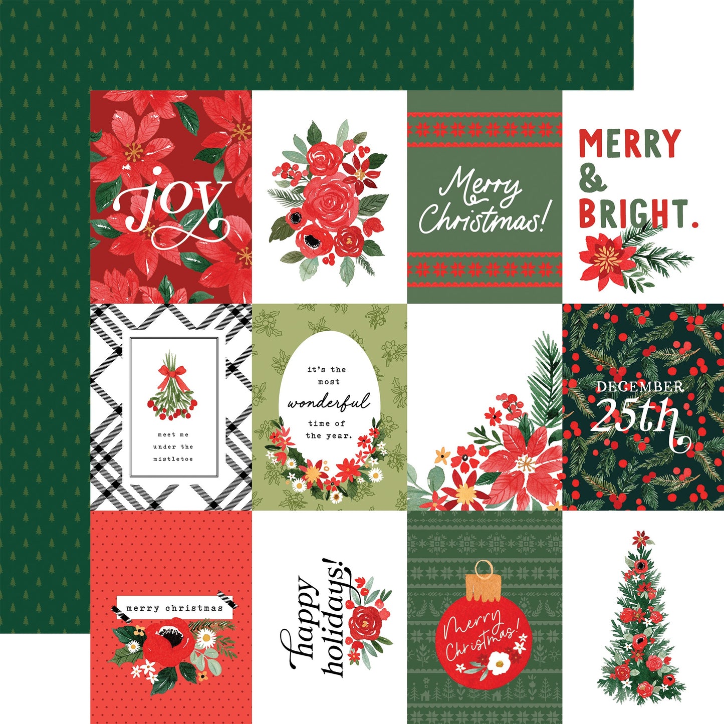 Merry Christmas Double-Sided Cardstock 12"X12"-Merry Small Floral