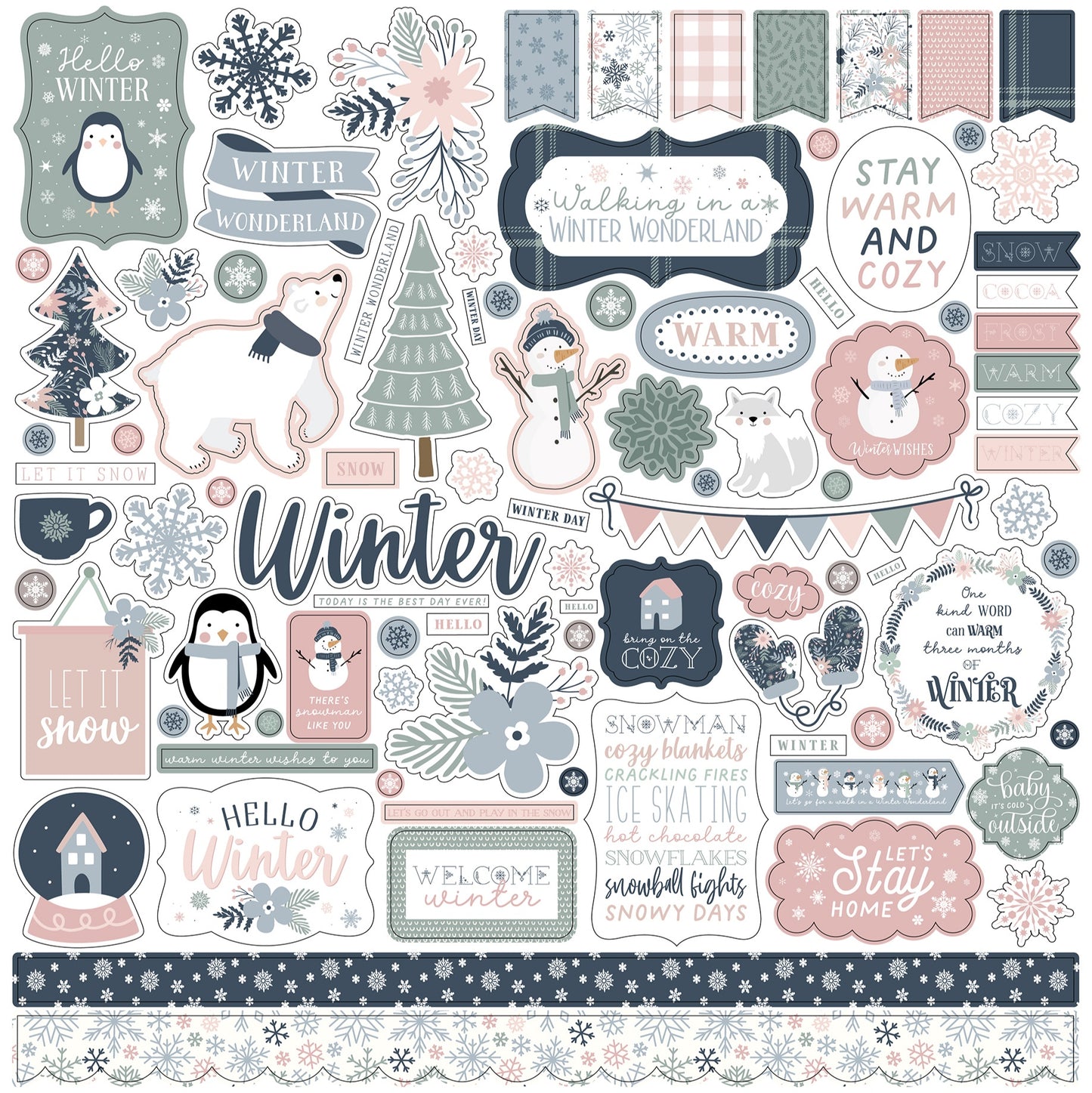 Echo Park Elements Cardstock Stickers 12"X12"-Winterland