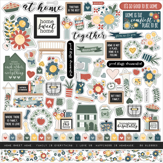 Echo Park Elements Cardstock Stickers 12"X12"-Good To Be Home