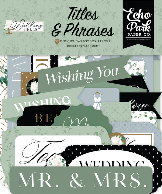 Echo Park Cardstock Ephemera-Titles & Phrases, Wedding Bells