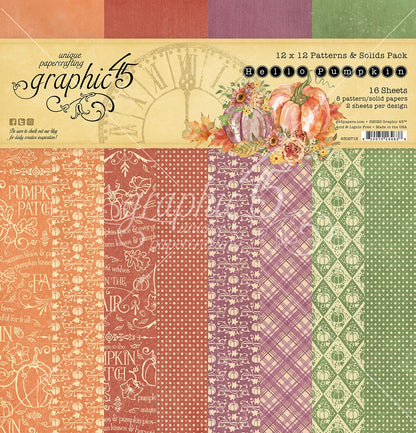 Graphic 45 Patterns & Solids Pack 12"x12"-Hello Pumpkin