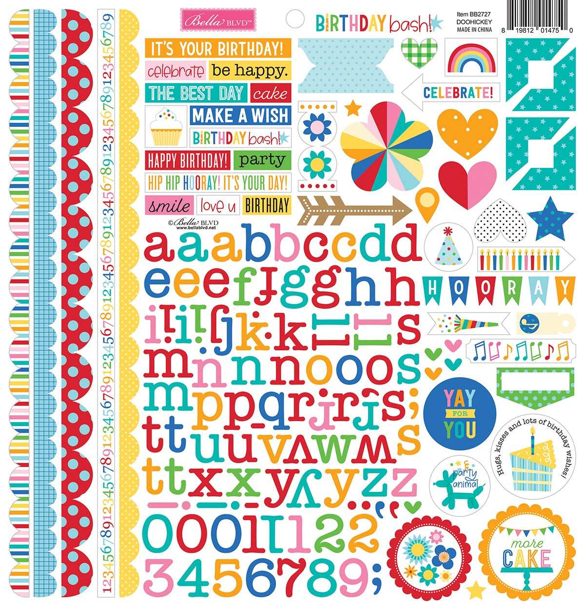 Birthday Bash Cardstock Stickers 12"X12"-Doohickey