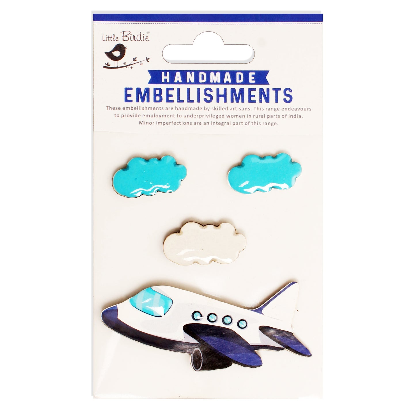 Little Birdie Resin Embellishments 4/Pkg-Aeroplane Ride