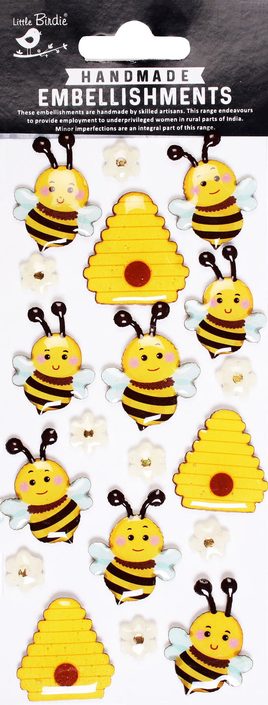 Little Birdie Resin Embellishments 19/Pkg-Bee Colony