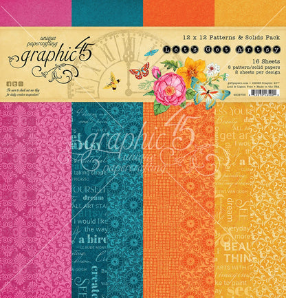 Graphic 45 Collection Pack 12"X12"-Let's Get Artsy Patterns & Solids