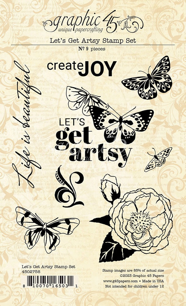 Graphic 45 Let's Get Artsy Stamp Set-