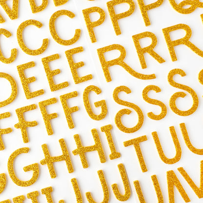 American Crafts April And Ivy Thickers Stickers 141/Pkg-Alpha, Gold Glitter