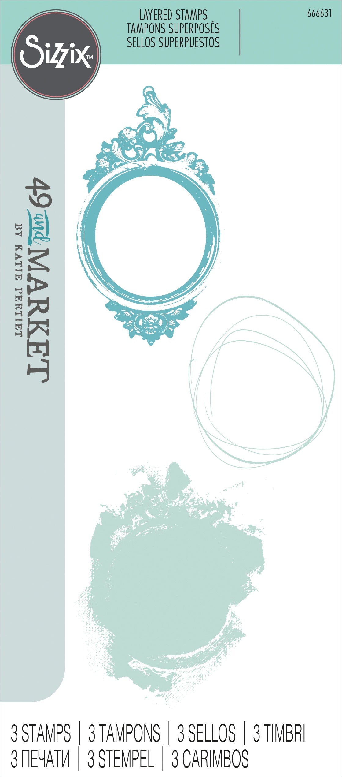 Sizzix Layered Clear Stamps By 49 & Market 3/Pkg-