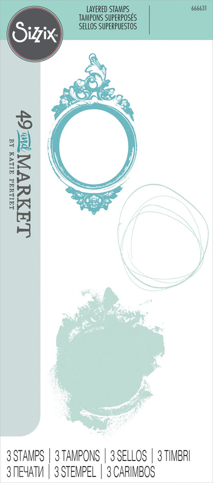 Sizzix Layered Clear Stamps By 49 & Market 3/Pkg-