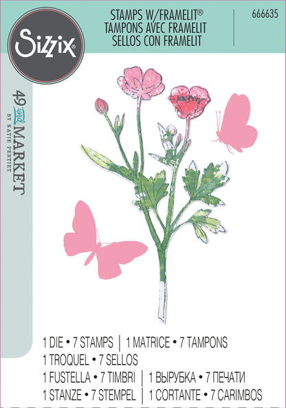 Sizzix Framelits Die & A5 Stamp Set By 49 & Market 8/Pkg-