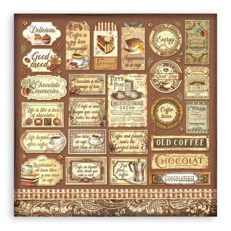 Stamperia Double-Sided Paper Pad 12"X12" 10/Pkg-Coffee And Chocolate, 10 Designs/1 Each