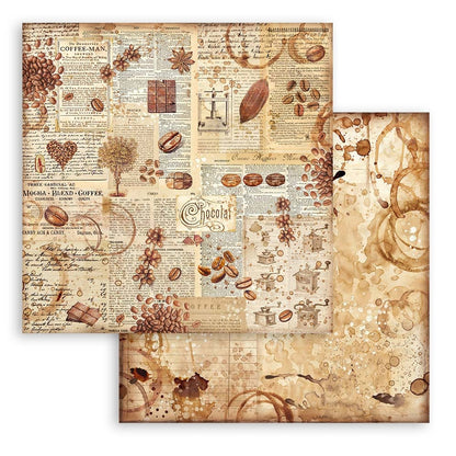 Stamperia Maxi Backgrounds Double-Sided Paper Pad 12"X12"-Coffee And Chocolate, 10 Designs/1 Each