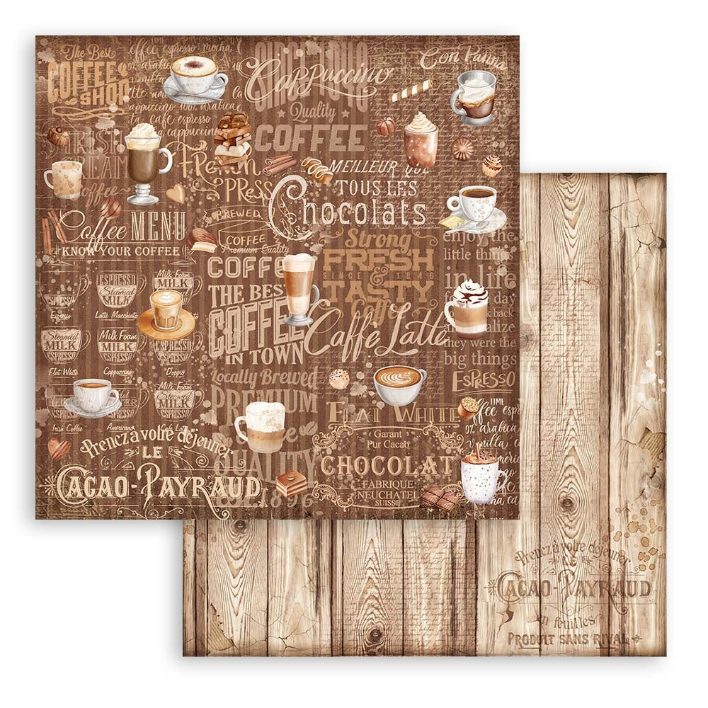 Stamperia Maxi Backgrounds Double-Sided Paper Pad 12"X12"-Coffee And Chocolate, 10 Designs/1 Each