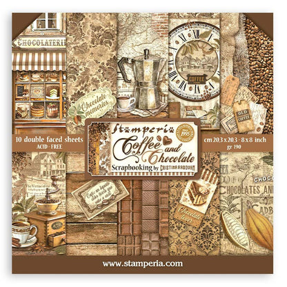 Stamperia Double-Sided Paper Pad 8"X8" 10/Pkg-Coffee And Chocolate, 10 Designs/1 Each