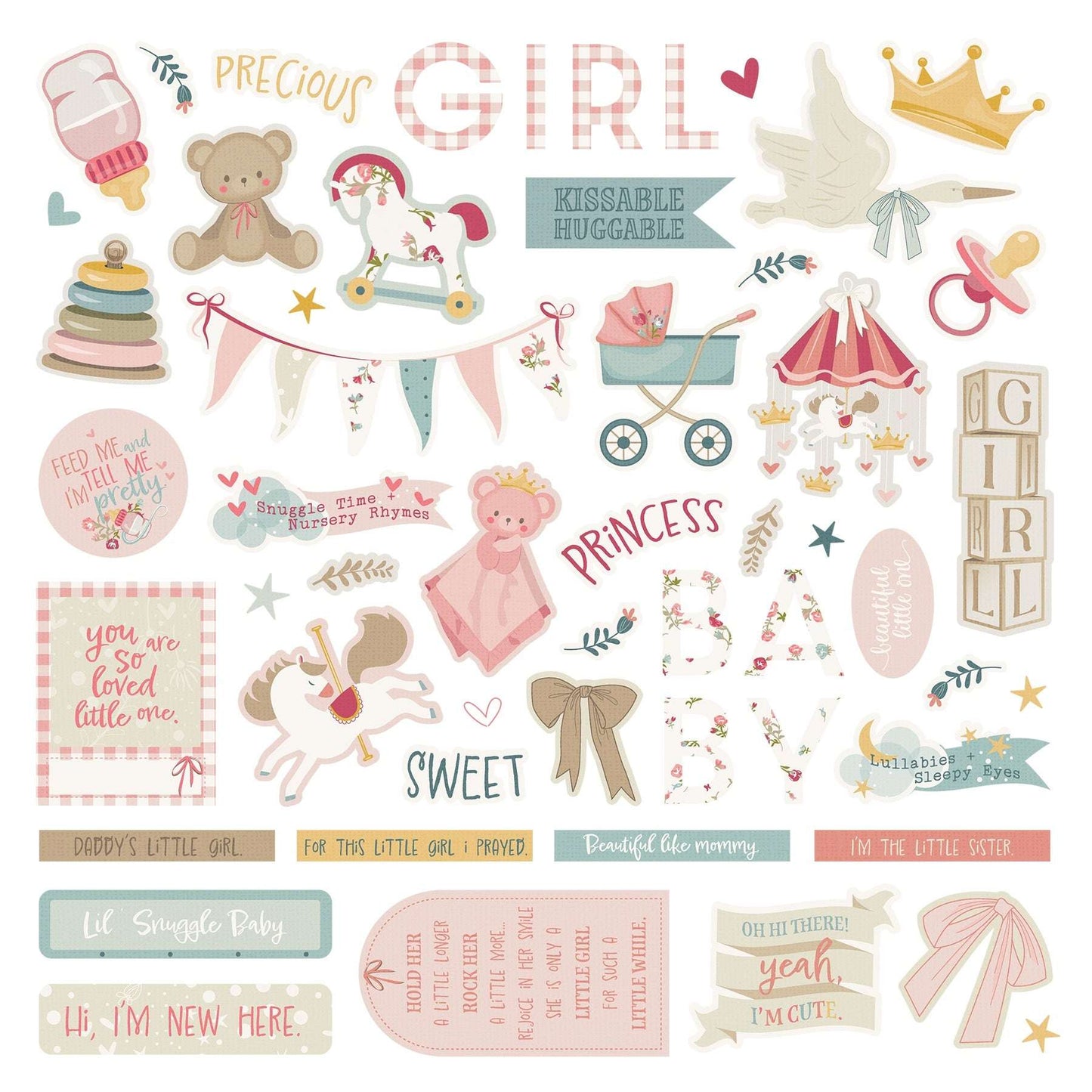 Sweet Little Princess Stickers 12"X12"-Elements