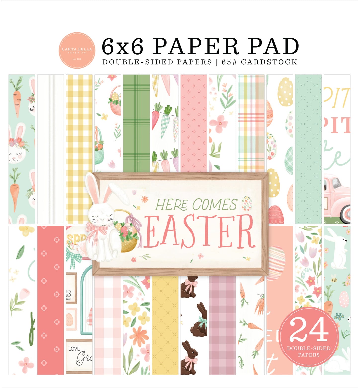 Carta Bella Double-Sided Paper Pad 6"X6" 24/Pkg-Here Comes Easter