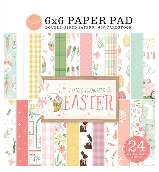 Carta Bella Double-Sided Paper Pad 6"X6" 24/Pkg-Here Comes Easter