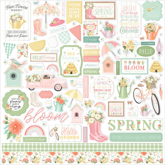 Here Comes Spring Cardstock Stickers 12"X12"-Elements