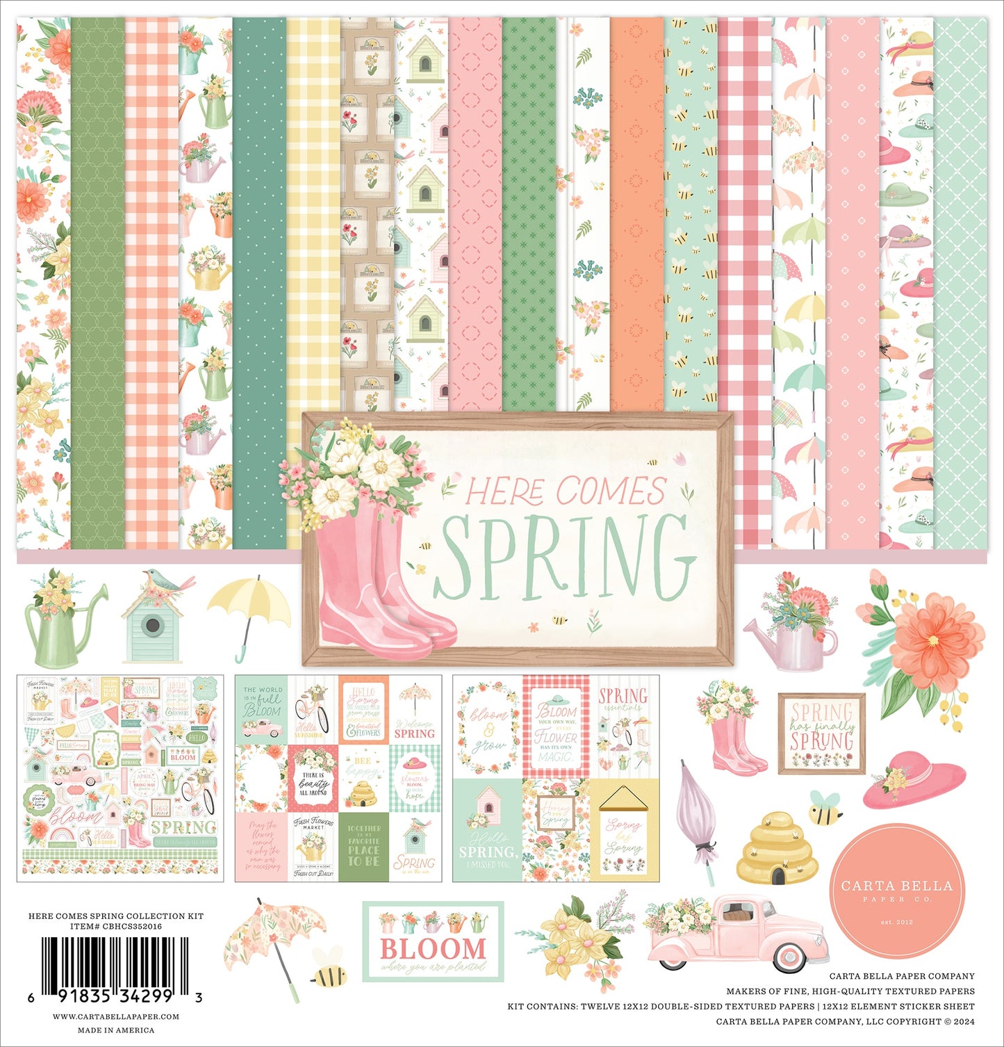 Carta Bella Collection Kit 12"X12"-Here Comes Spring