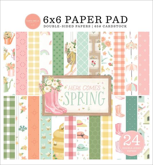 Carta Bella Double-Sided Paper Pad 6"X6" 24/Pkg-Here Comes Spring