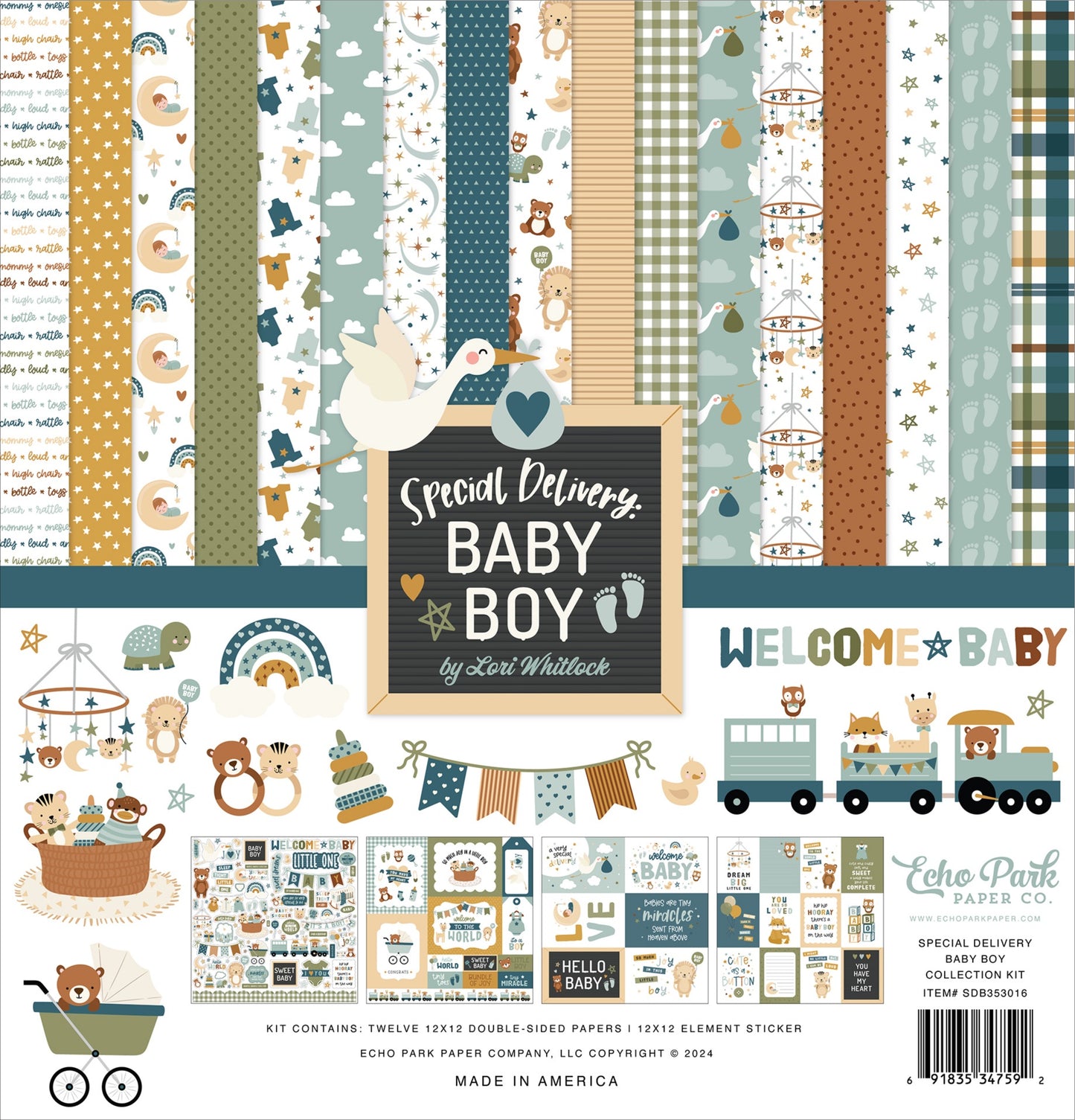 Echo Park Collection Kit 12"X12"-Special Delivery Baby Boy