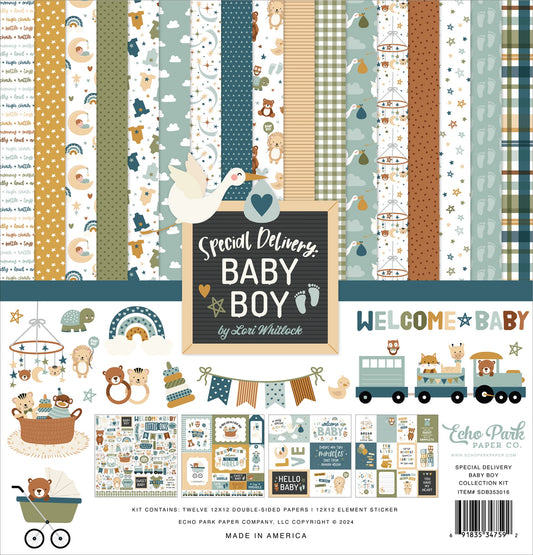 Echo Park Collection Kit 12"X12"-Special Delivery Baby Boy