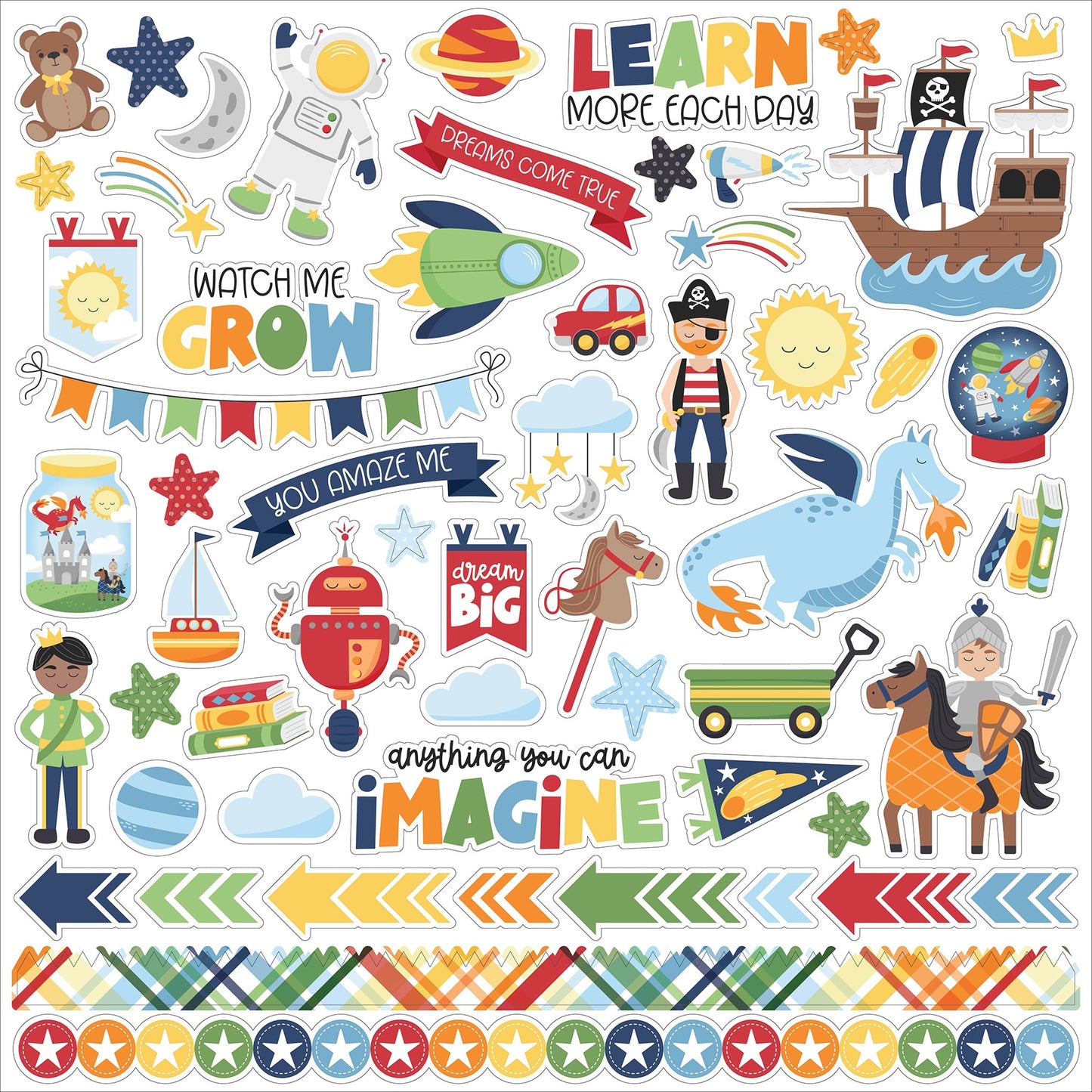 My Little Boy Cardstock Stickers 12"X12"-Elements