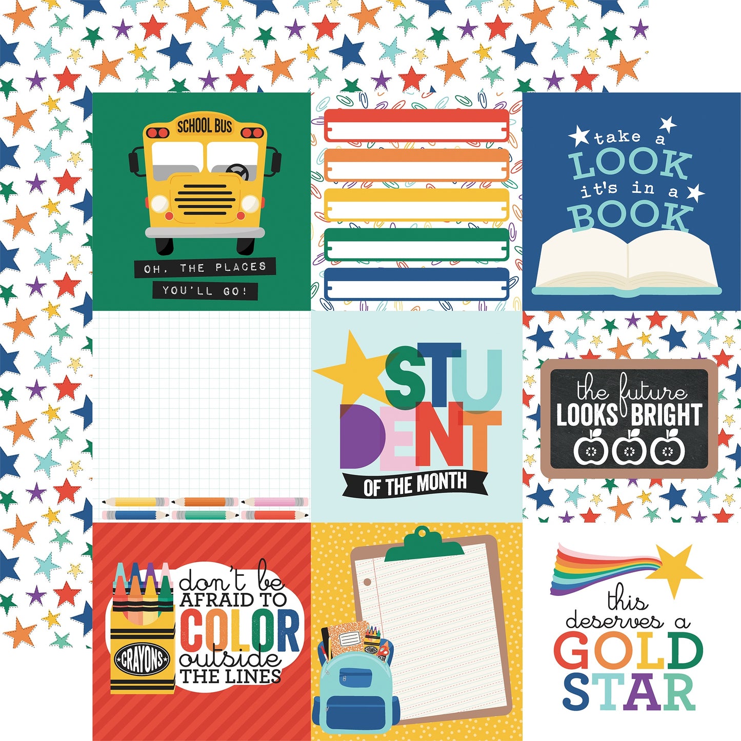 Off To School Double-Sided Cardstock 12"X12"-Select Style