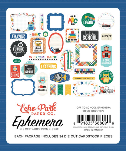 Echo Park Cardstock Ephemera 33/Pkg-Icons, Off To School