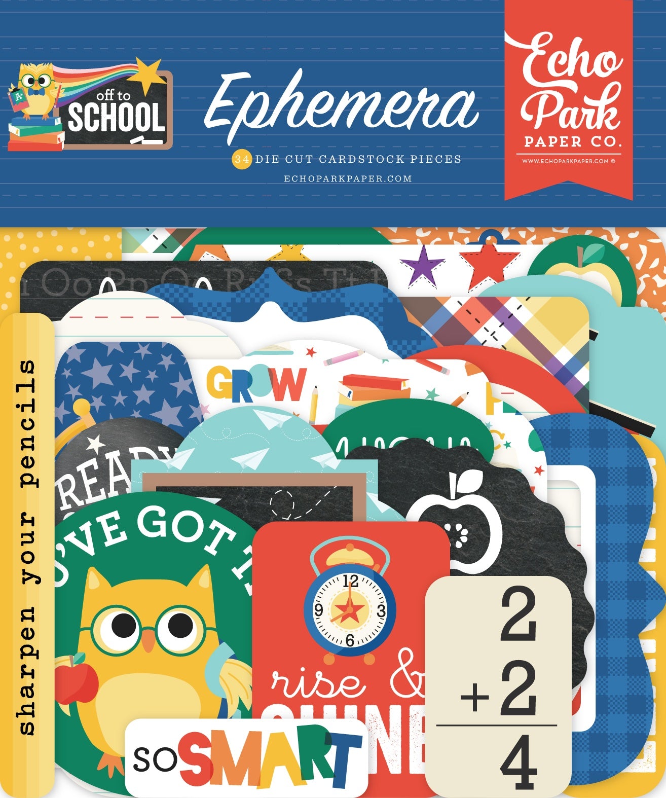 Echo Park Cardstock Ephemera 33/Pkg-Icons, Off To School