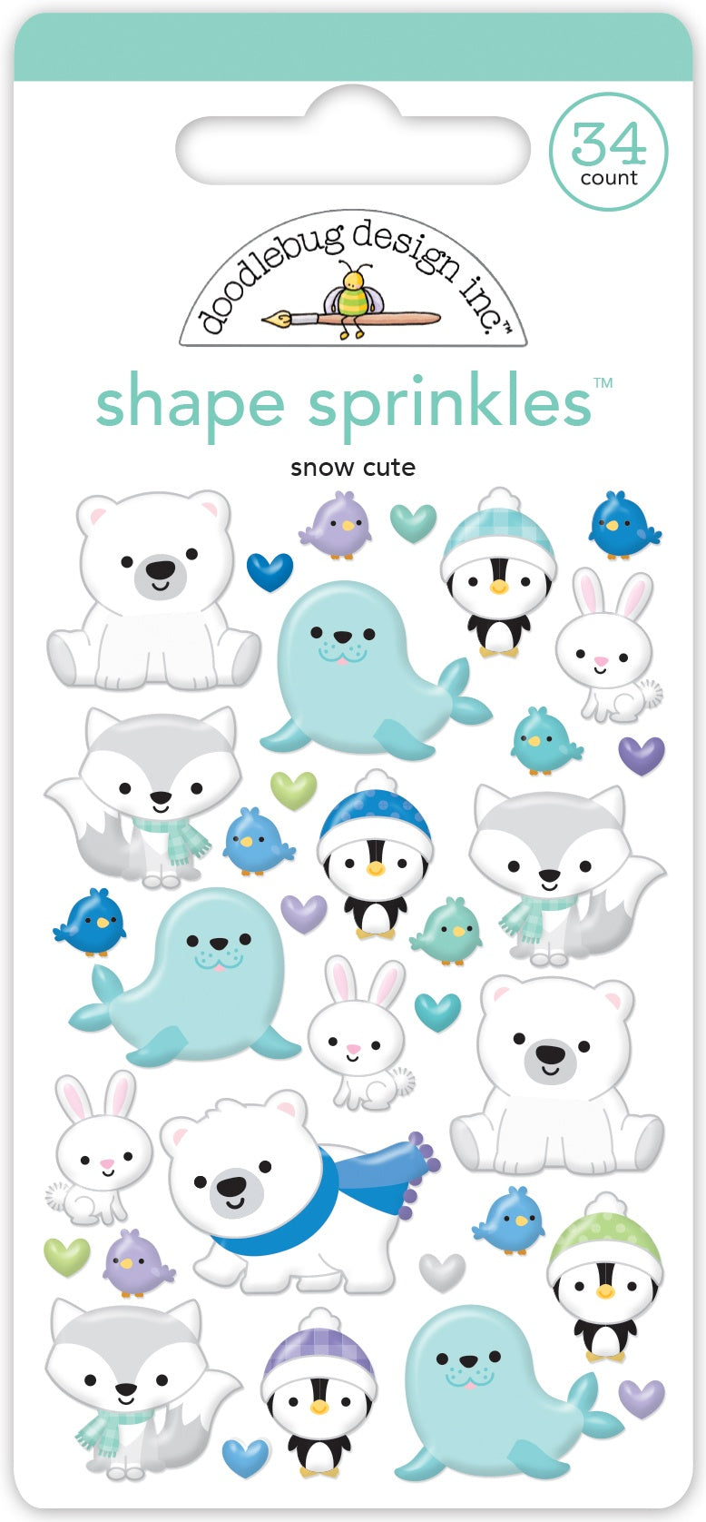 Doodlebug Sprinkles Adhesive Enamel Shapes-Snow Cute