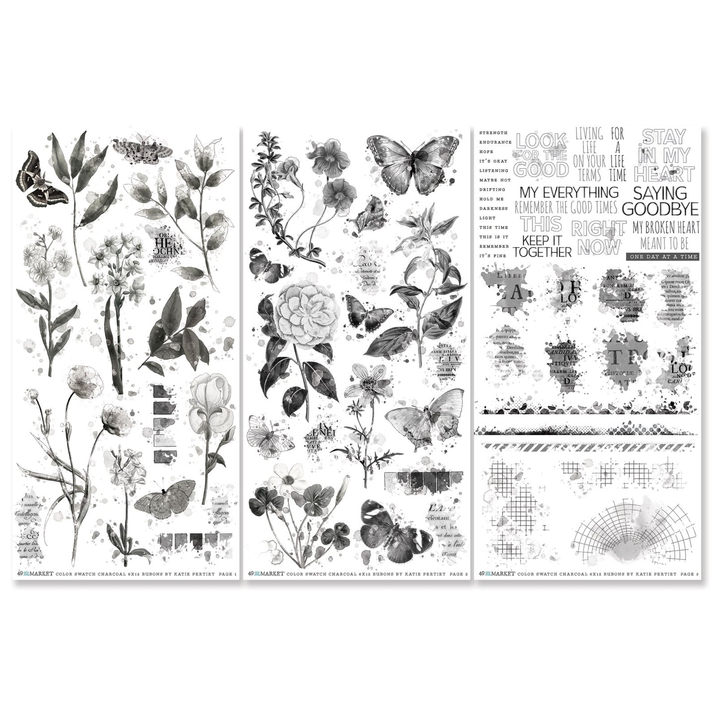 Color Swatch: Charcoal Rub-On Transfer Set-